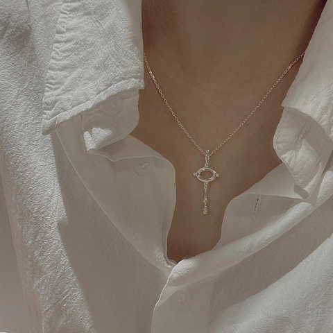 925 Sterlingsilber Schlüssel Anhänger Halskette Für Damen Vintage Ins Stil Geometrischer Skelettschlüssel Choker Schmuck