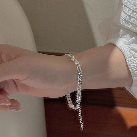 Elegant S999 Pure Silver Bracelet For Women Niche Design Retro Laser Carved Wave Texture Sparkling Jewelry Everyday Accessory Gift
