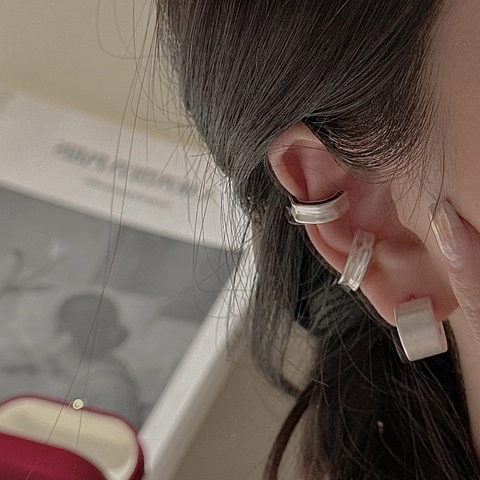 Orecchini Ear Cuff in Argento Sterling S925 per Donna Vintage Colorati in Smalto Geometrici Senza Buco Gioielli di Moda