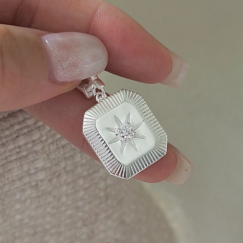 Collar con Colgante de Estrella del Norte de Plata de Ley S925 para Mujer Joyas de Estrás de Estrella de Ocho Puntas Minimalista