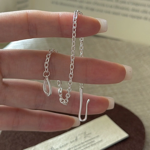 Pulsera de Plata de Ley 925 Estilo Coreano Retro para Mujer Diseño Irregular Personalizado Cierre Minimalista Joyería de Moda
