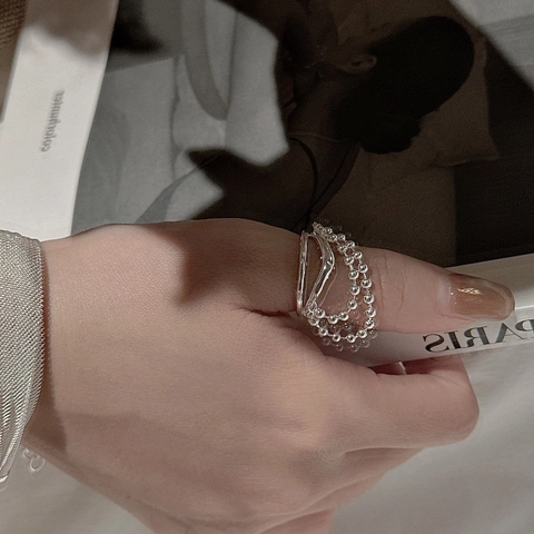 925 Sterlingsilber Quaste Ring Für Damen Minimalistisch Koreanisches Design Verstellbar Offener Ring Perlenkette Schmuck