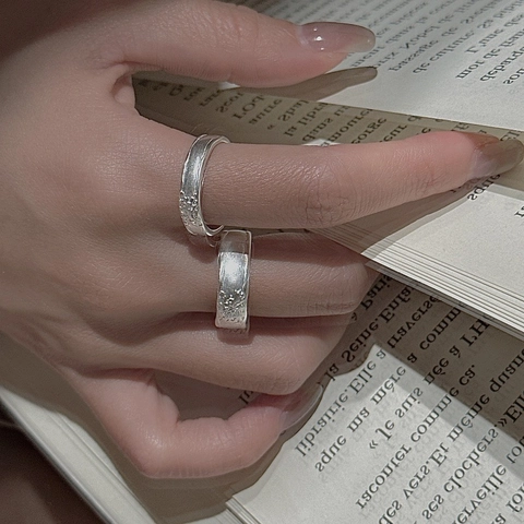 S925 Sterling Silver Hammered Irregular Adjustable Open Ring Minimalist Korean Style Fashion Finger Ring Jewelry For Women