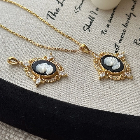 Vintage 925 Sterlingsilber Porträt Kamee Anhänger Halskette Mit Strass Details Eleganter Retro Schmuck Für Damen Geschenk