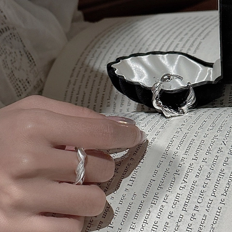 S925 Sterlingsilber Gedrehter Seilring Für Damen Minimalistisch Vintage Einstellbarer Offener Fingerring Mode Schmuck