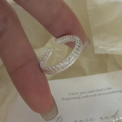 Vintage 925 Sterlingsilber Geflochtener Offener Ring Für Damen Minimalistisch Verstellbar Chic Gewebter Fingerring Schmuck Geschenk