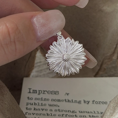 S925 Sterling Silver Daisy Flower Pendant Necklace Korean Design Minimalist Floral Vintage Jewelry For Women Fine Accessories