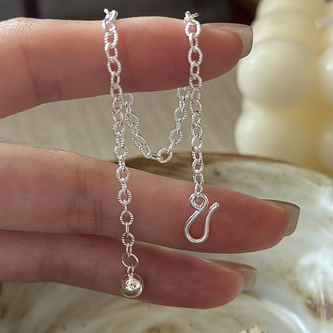 Vintage 925 Sterling Silver Twisted Chain Bracelet For Women Minimalist Round Bead Pendant S-Hook Clasp Fashion Jewelry