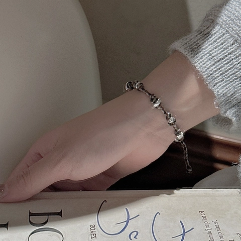 Vintage Nomadic Style 925 Sterling Silver Woven Bracelet Handmade Multicolor Camouflage Adjustable Fashion Jewelry For Women