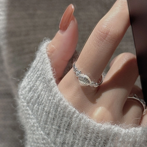 925 Sterling Silver Shell Pearl Ring For Women Minimalist Adjustable Ocean Style Artificial Pearl Open Finger Ring Jewelry