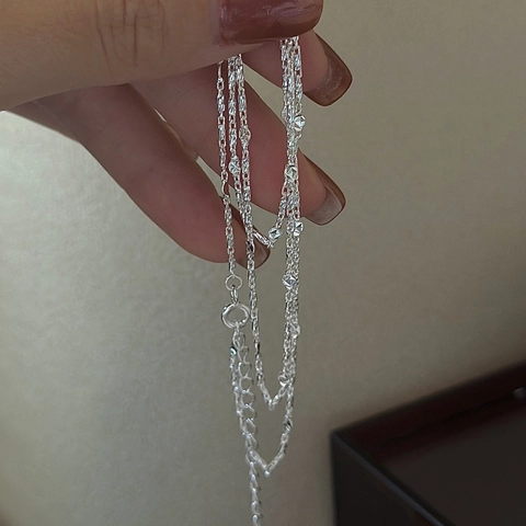 Minimalist S925 Sterling Silver Necklace For Women Italian Cut Flower Horseshoe Design Korean Style Clavicle Chain Jewelry