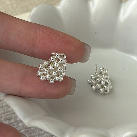 Vintage 925 Argento Sterling Perline Cuore Orecchini a Lobo Per Donna Stile Coreano Minimalista Cuore Forma Gioielli Compleanno Regalo
