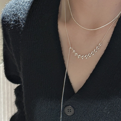 Vintage 925 Sterling Silver Wheat Ear Y-Necklace For Women Minimalist Adjustable Pull Chain Wheatspike Pendant Jewelry