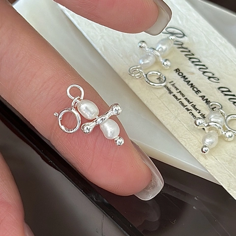 Collana con Ciondolo Pupazzo di Neve in Argento Sterling S925 per Donna Semplice Carino Perla d'Acqua Dolce Accessorio Gioielli