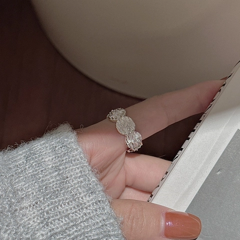 Anillo Abierto de Plata de Ley 925 Vintage para Mujer Moda Coreana Anillo de Estrás de Estrella Ajustable Joyería de Nicho Regalo