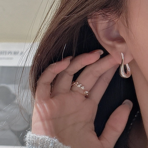 Orecchini a Cerchio con Curva Aerodinamica in Argento Sterling 925 Orecchini a Bottone Minimalisti Irregolari a Forma di U per Donna