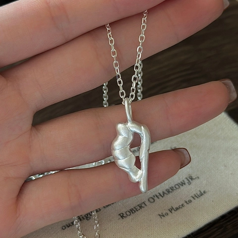 S925 Sterlingsilber Abstrakte Unregelmäßige Anhänger Halskette Für Damen Minimalistisch Mattiert Clavicle Kette Schmuck Elegantes Geschenk