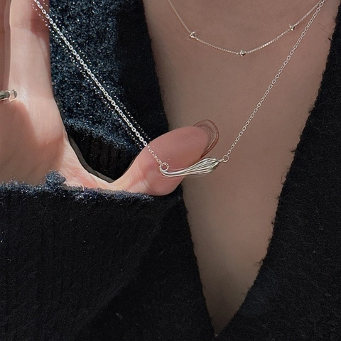 Vintage 925 Sterling Silver Water Drop Pendant Necklace For Women Elegant Striped Texture Clavicle Chain Minimalist Jewelry Gift