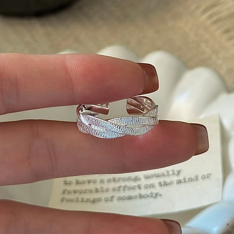 Vintage 925 Sterlingsilber Gehämmerte Textur Offener Ring Für Damen Minimalistisch Handgefertigt Verstellbar Geometrisch Mode Schmuck