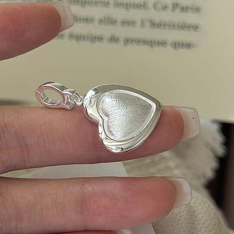 S925 Argent Sterling Design de Niche Coréen Texture Rétro Pendentif Cœur Brossé Bijoux Minimalistes Simples Cadeau Femme