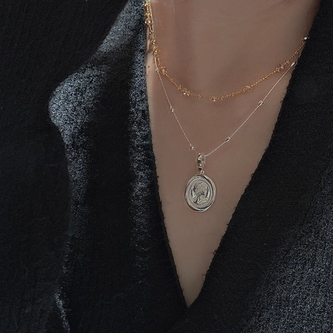 Vintage 925 Sterlingsilber Porträt Münze Medaillon Anhänger Für Damen Minimalistisch Oval Relief Königin Kopf Schmuck Zubehör