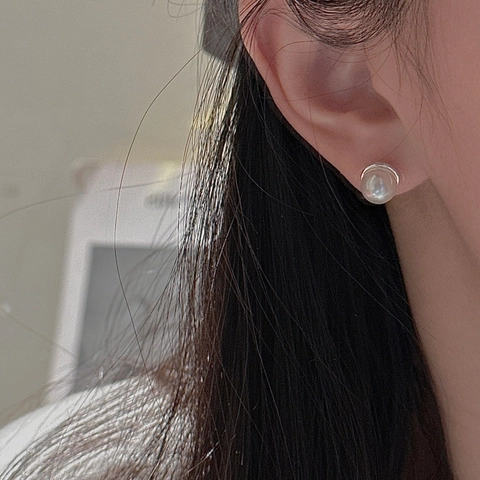 Vintage Acorn Shape Artificial Pearl Stud Earrings With 925 Sterling Silver Earring Post Elegant Women Commute Jewelry