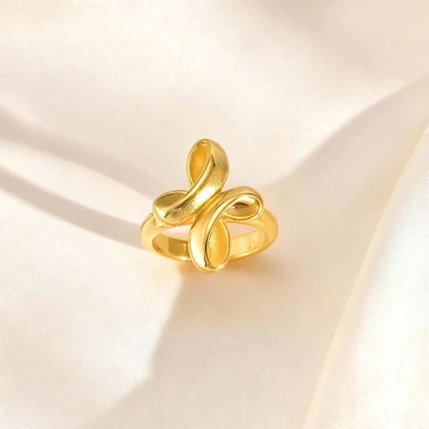 Roestvrij Stalen Onregelmatige Knoop Ring Voor Dames Goud Verguld Minimalistisch Geometrisch Vlinder Ontwerp Sieraden