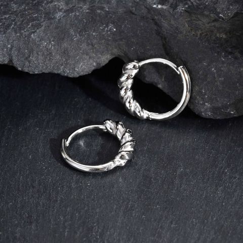 Minimalist Stainless Steel Twisted Hoop Earrings For Men Women Unisex Fashion Silver Color Twisted Rope Hoop Jewelry