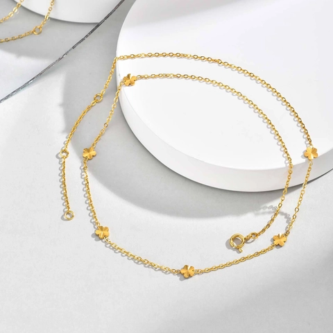 Collana Con Pendent di Quadrifoglio in Acciaio Inossidabile Minimalista Dorato Chic Gioielli alla Moda per Donna