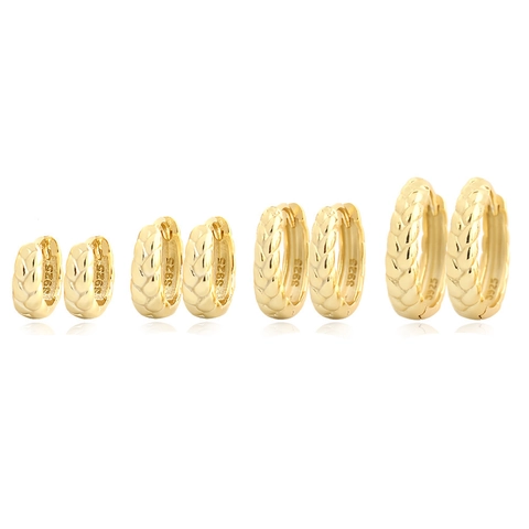 925 Sterling Silver Hoop Earrings Woven Wheat Ear Texture Small Huggie Cuffs Fashion Jewelry For Women