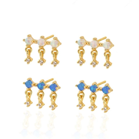 925 Sterlingsilber Künstliche Opal Strass Ohrstecker Für Damen Nischen-Design Leichter Luxus Zierlicher Täglicher Schmuck