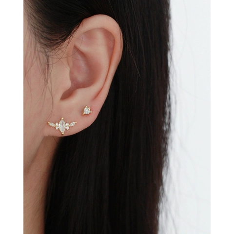 Heart Zircon Stud Earrings 925 Sterling Silver Screw Ball Back Minimalist Tiny Ear Bone Piercing Jewelry For Women