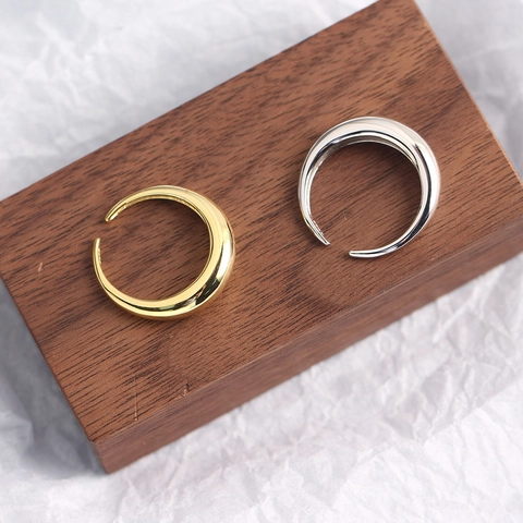 Minimalistisch 925 Sterlingsilber Verstellbar Offener Ring Für Damen Hochglanzpoliert Spiegeloberfläche Geometrisch Ring