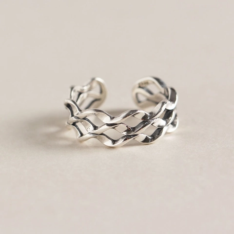 925 Sterling Zilveren Golf Ring Voor Vrouwen Vintage Drielaags Mobius Hol Open Verstelbare Mode Vinger Ring Sieraden