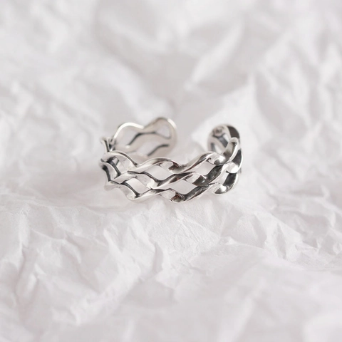 925 Sterling Zilveren Golf Ring Voor Vrouwen Vintage Drielaags Mobius Hol Open Verstelbare Mode Vinger Ring Sieraden