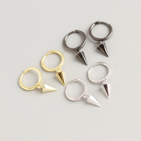 Orecchini a Cerchio Minimalisti in Argento Sterling 925 Con Punta Geometrica a Cono Stile Punk Gioielli Unisex Moda
