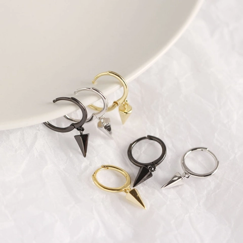 Orecchini a Cerchio Minimalisti in Argento Sterling 925 Con Punta Geometrica a Cono Stile Punk Gioielli Unisex Moda