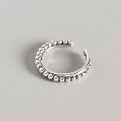 S925 Sterlingsilber Perlen Offener Ring Für Damen Retro Minimalistisch Geometrisch Verstellbar Fingerring Schmuck Geschenk