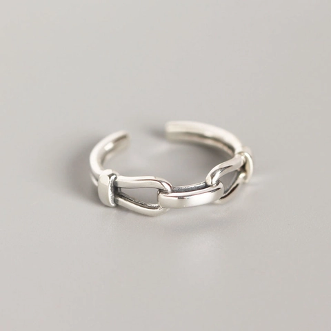 Vintage 925 Sterlingsilber Kettenring Offen Für Damen Minimalistisch Verstellbar Geometrischer Fingerring Mode Schmuck
