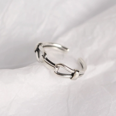 Vintage 925 Sterlingsilber Kettenring Offen Für Damen Minimalistisch Verstellbar Geometrischer Fingerring Mode Schmuck