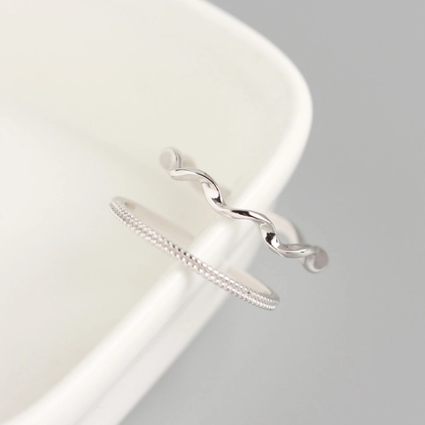 Minimalist 925 Sterling Silver Mobius Twisted Open Ring For Women Japanese Korean Style Geometric Wave Beaded Adjustable Fine Jewelry