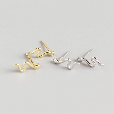 925 Sterlingsilber Schlange Ohrstecker Mit Strass Polierte Tierform Minimalistisch Mode Schmuck Für Damen Geschenk