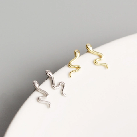 925 Sterlingsilber Schlange Ohrstecker Mit Strass Polierte Tierform Minimalistisch Mode Schmuck Für Damen Geschenk