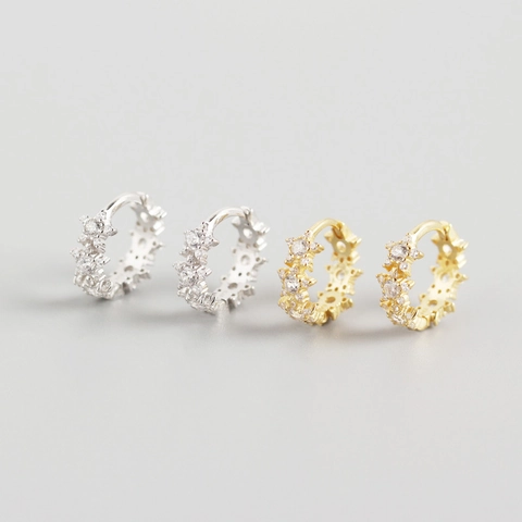 Orecchini a Cerchio Pentacolo a Stella in Argento Sterling 925 Orecchini Huggie Geometrici di Lusso con Strass Gioielli da Donna Oro Argento