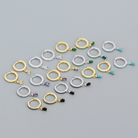 S925 Sterling Silver Water Drop Hoop Earrings For Women Luxury Rhinestone Inlaid Geometric Dangle Earrings Fashion Jewelry