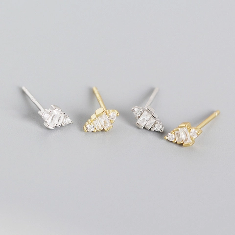 925 Sterling Silver Γεωμετρικά Σκουλαρίκια Καρφωτά με Στρας Μινιμαλιστικά για Γυναίκες Ελαφρύ Μοδάτο Αξεσουάρ Κοσμήματος