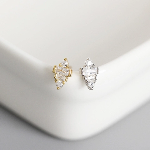 925 Sterling Silver Γεωμετρικά Σκουλαρίκια Καρφωτά με Στρας Μινιμαλιστικά για Γυναίκες Ελαφρύ Μοδάτο Αξεσουάρ Κοσμήματος