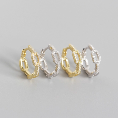 925 Sterlingsilber Kettendesign Creolen Mit Zirkonia Minimalistischer Luxus Modeschmuck Vergoldetes Zubehör Für Damen