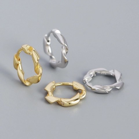 Orecchini a Cerchio Intrecciati in Argento Sterling 925 Per Donna Spirale Geometrica Irregolare Orecchini Huggie Gioielli Moda