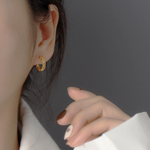C-Hoop Earrings 925 Sterling Silver Chain Link Geometric Minimalist Jewelry For Women